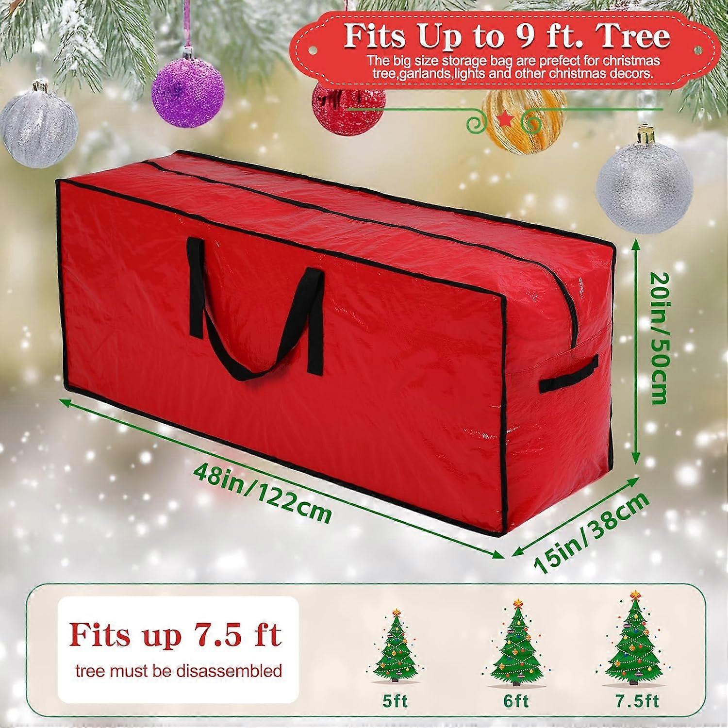 Extra Large Waterproof Christmas Tree Storage Bag with Handles Fits 7.5ft Artificial Trees Red
