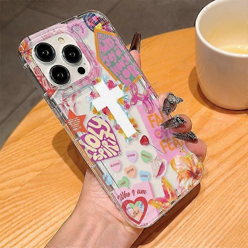 Cute Cross Pattern Phone Case, Anti-drop Cellphone Protective Case, Total Protective Shockproof Mobile Phone Cover for iPhone 11 12 13 14 15