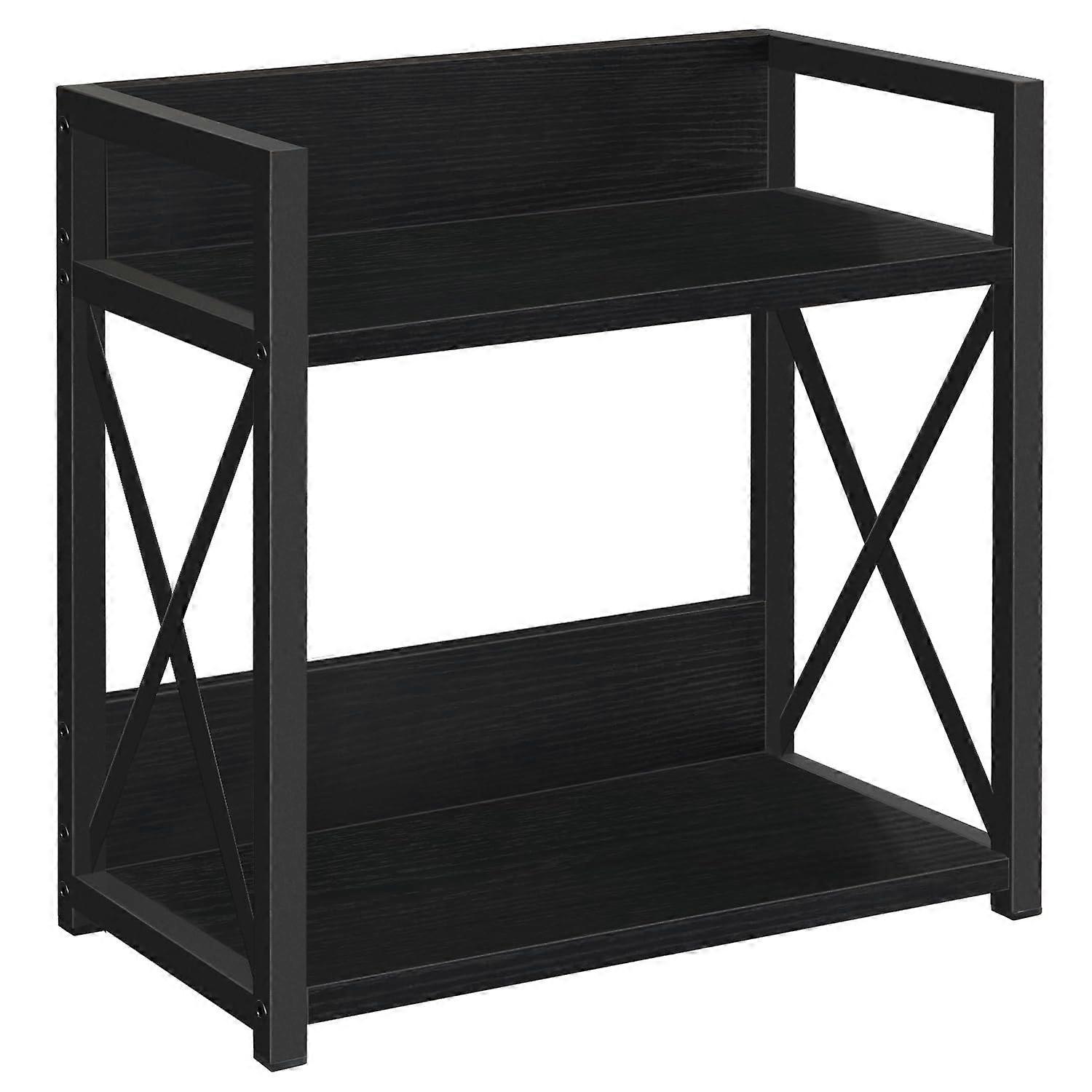 Countertop Organizer 2 Tier Coffee Bar Shelf Rustic Kitchen Rack for Mugs Cups Syrup Black Large