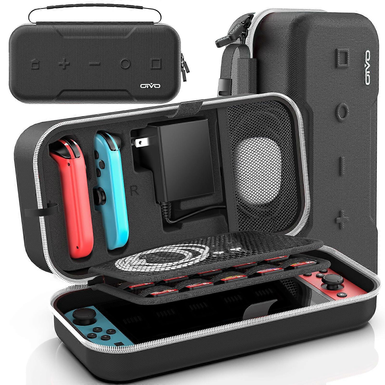 Carrying Case Hard Shell for Nintendo Switch OLED with 20 Game Card Slots and WaterResistant Exterior