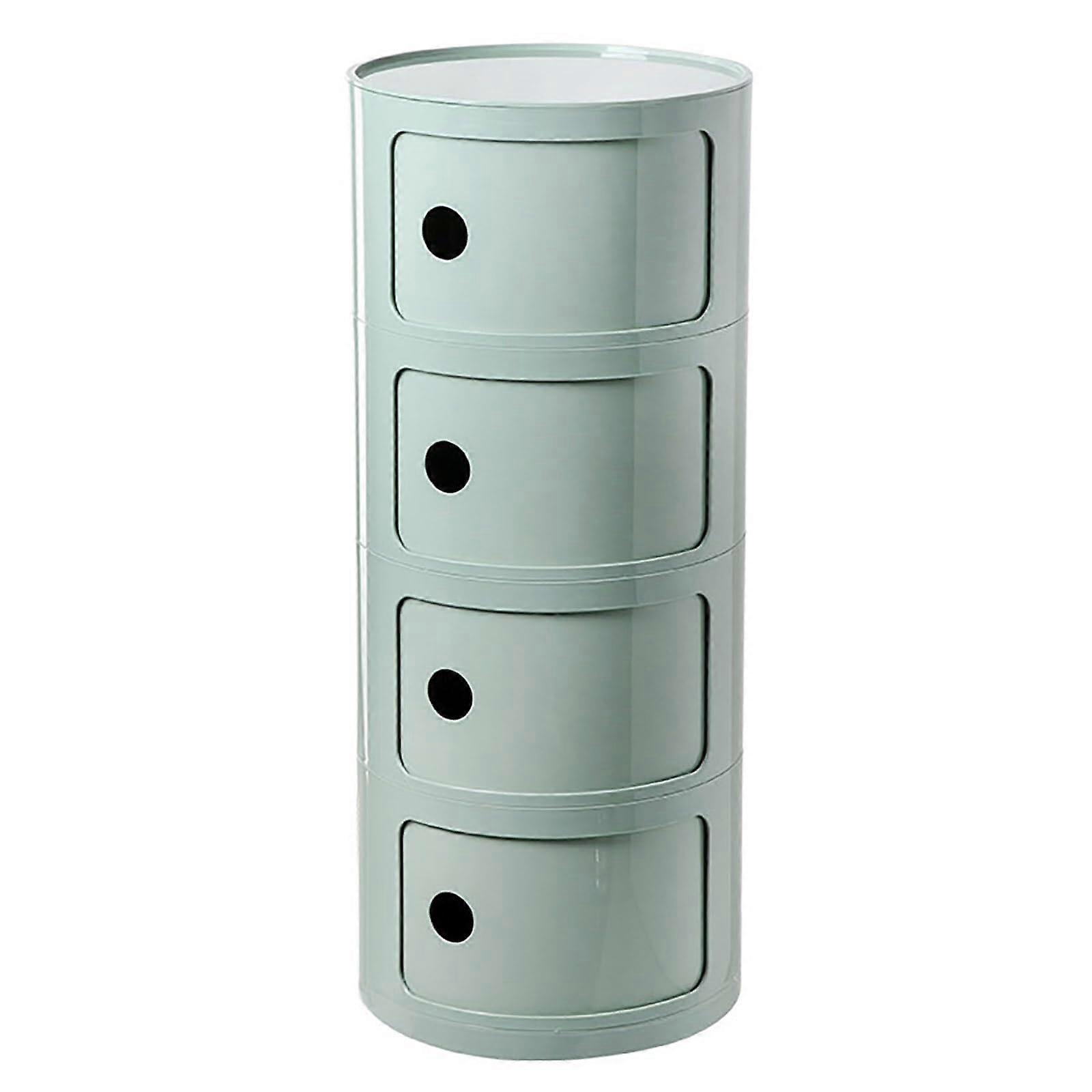 Modern Round Nightstand with Drawers and Sliding Door, Stackable Bedside Table for Bedroom