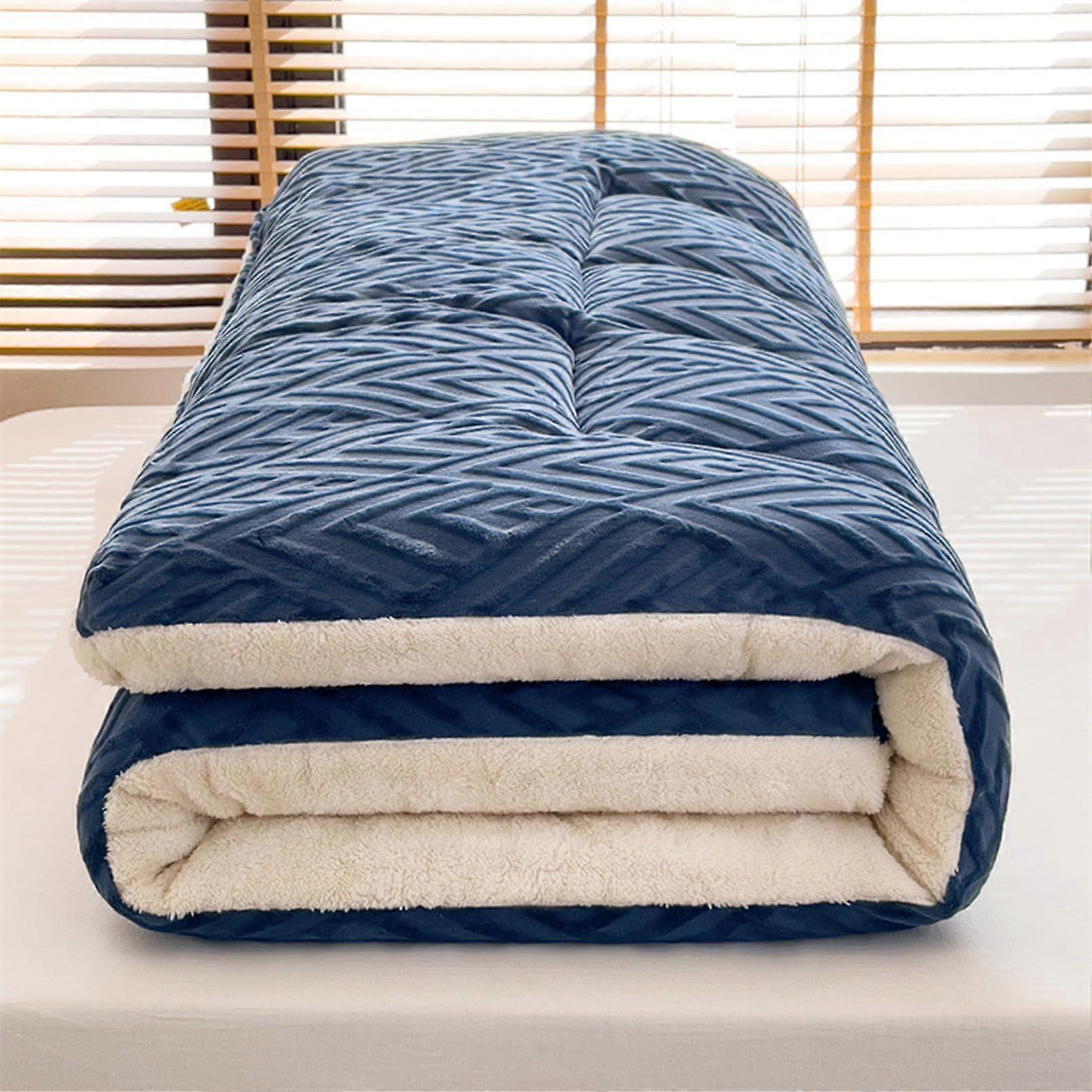 Japanese Futon Mattress, Foldable RollUp Cotton Floor Sleeping Bed with Quilted Design for Guests