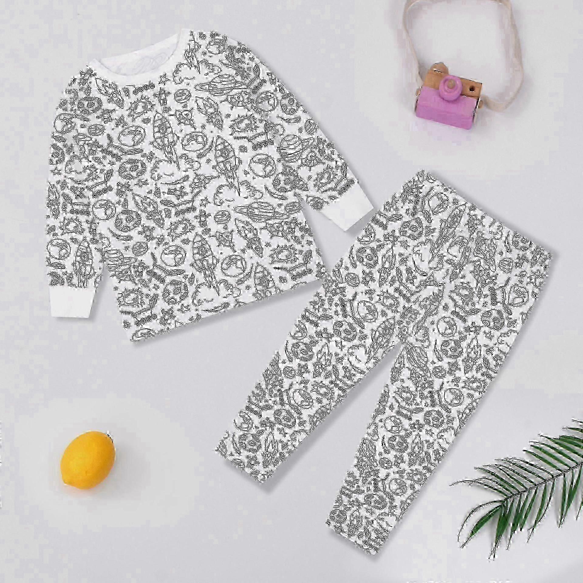 Tee-se-itse-graffiti-pyjamasetti lapsille, väritä omat yöasusi pojille ja tytöille