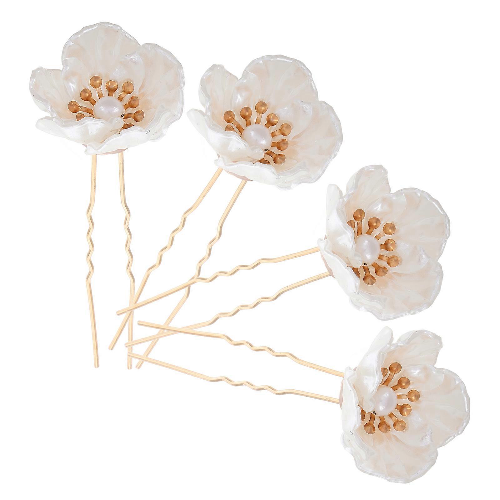 Hair Decor Accessory Pearl Flower Shape Performance 4Pcs
