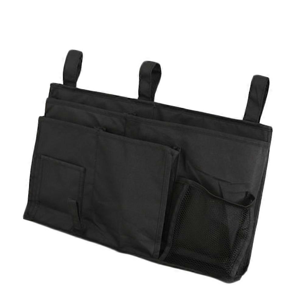 Oxford Fabric Bedside Storage Pouch for Home Door Hanging Black Rectangular Shape 1Pack