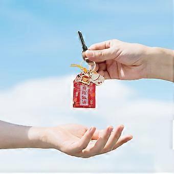 Fortune Japanese Keychain Cat Shape Round Bell Red 13x5.5cm Daily Use 1Pack