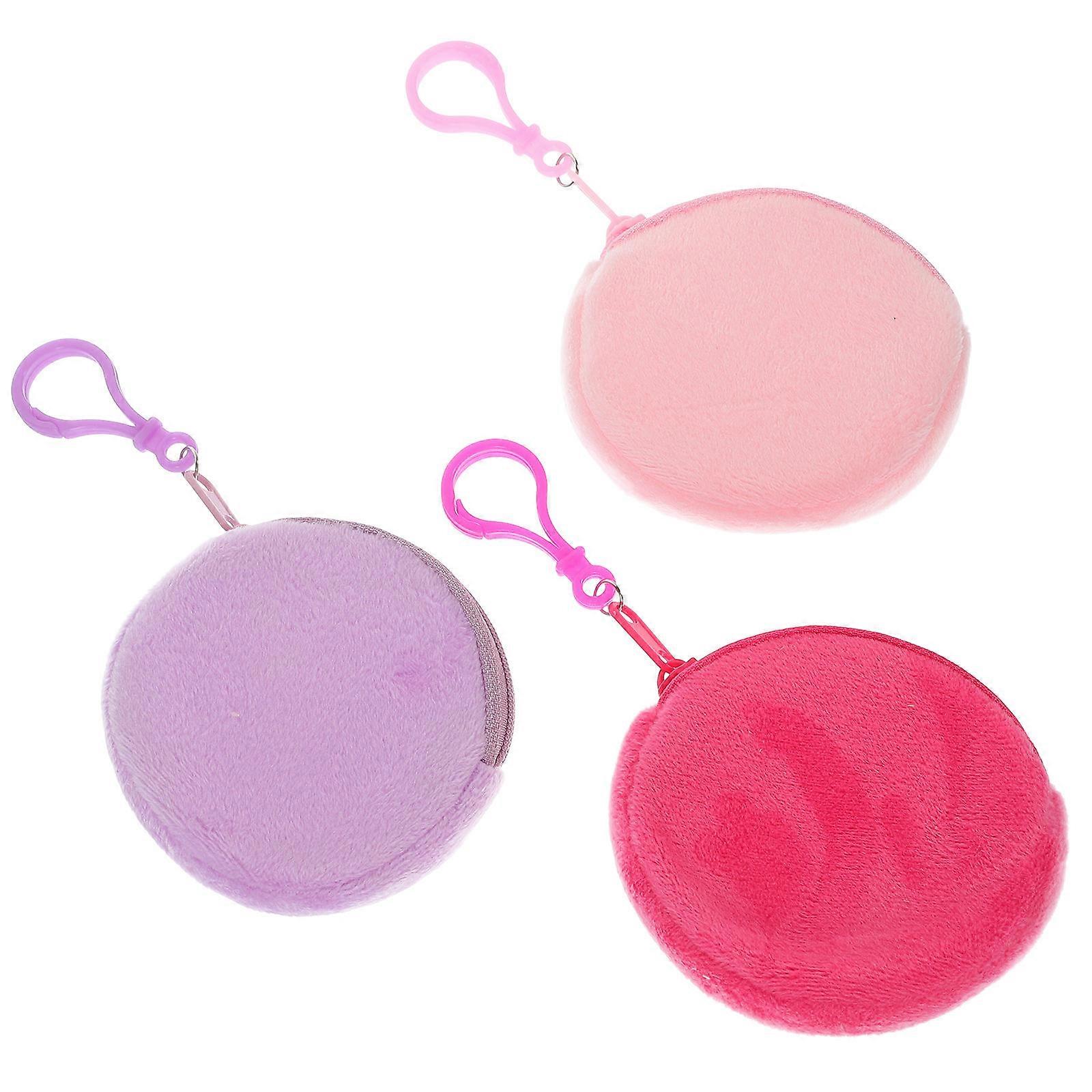 Compact Plush 3Pcs Change Storage Purses Round Bags For Everyday Use