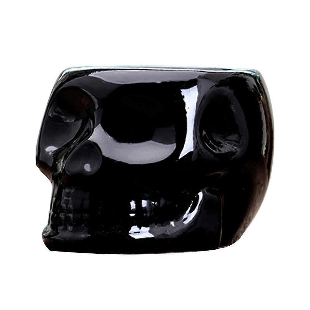 Ceramic Skull Planter for Planting Use 1Pcs Black Small Flower Pot