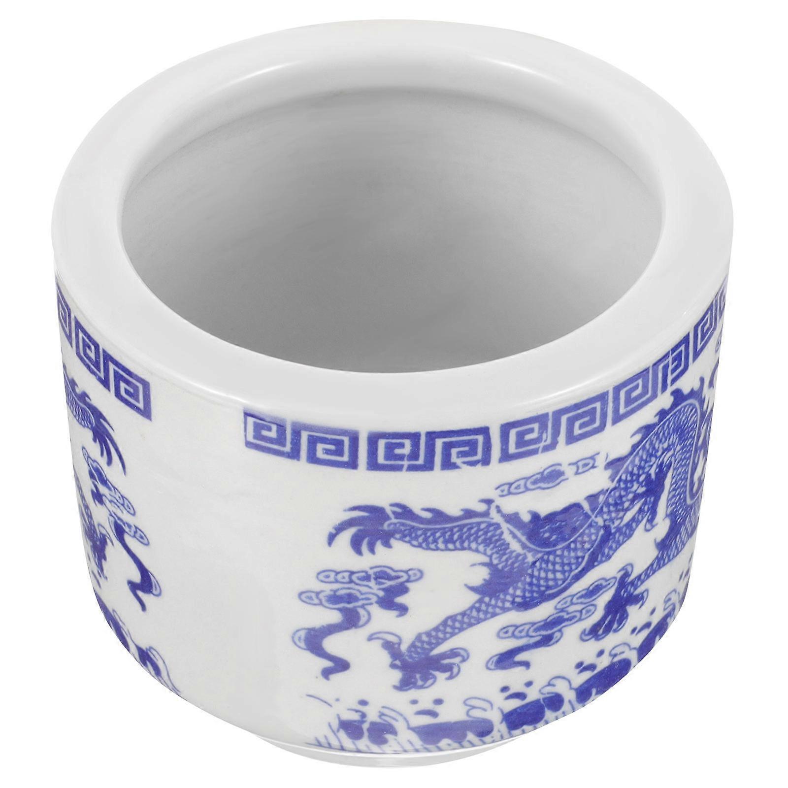 Ceramic Incense Stick Burner Dragon Pattern Blue for Storage Use