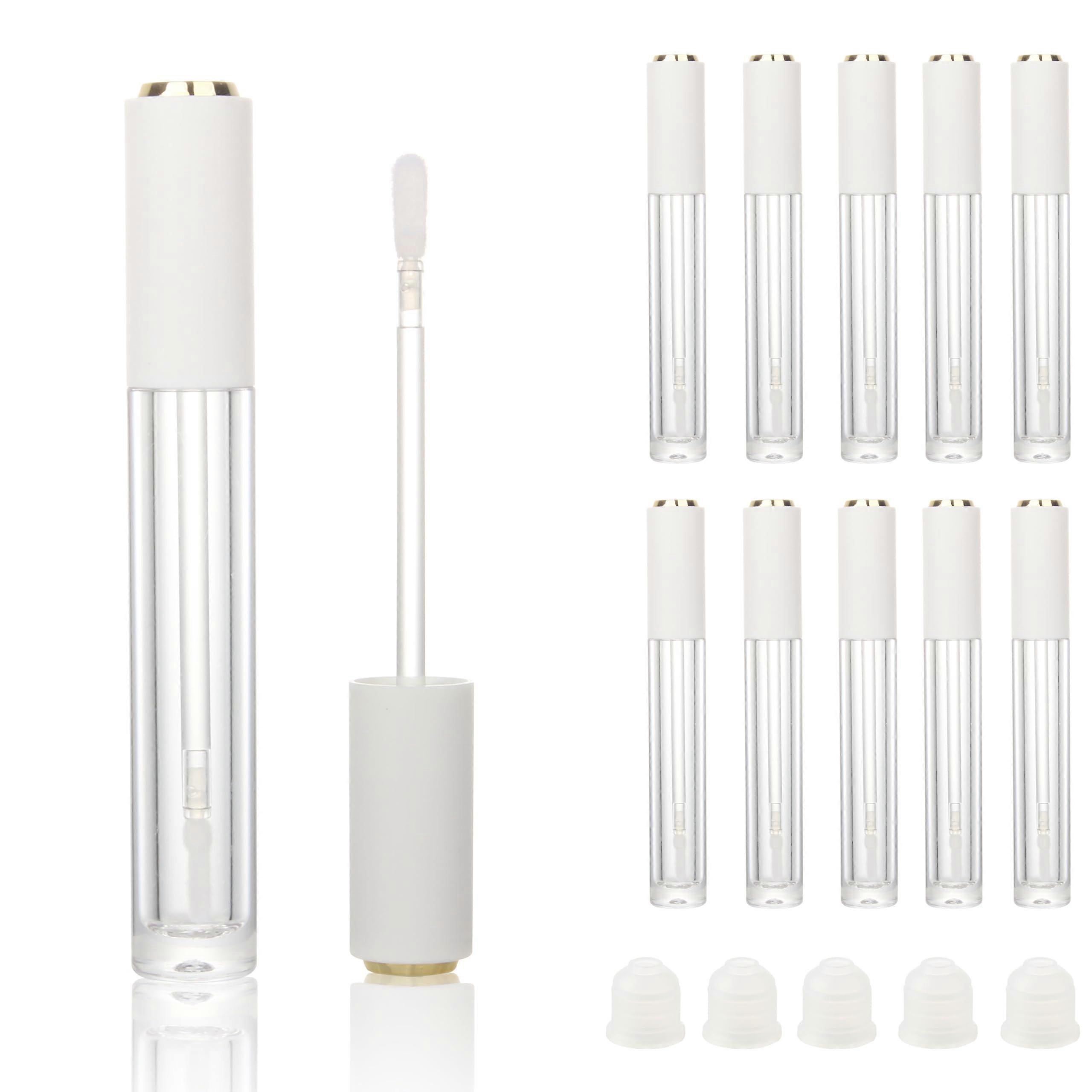 10pcs Empty Lip Gloss Tubes with Wand Applicator 4ml Gold White Leakproof DIY Refillable Set
