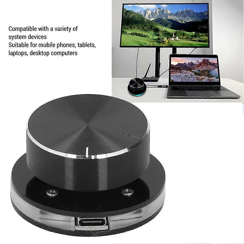 USB Volume Control Knob for Android System PC Multimedia Type C External Media Adjustment Controller with RGB Light