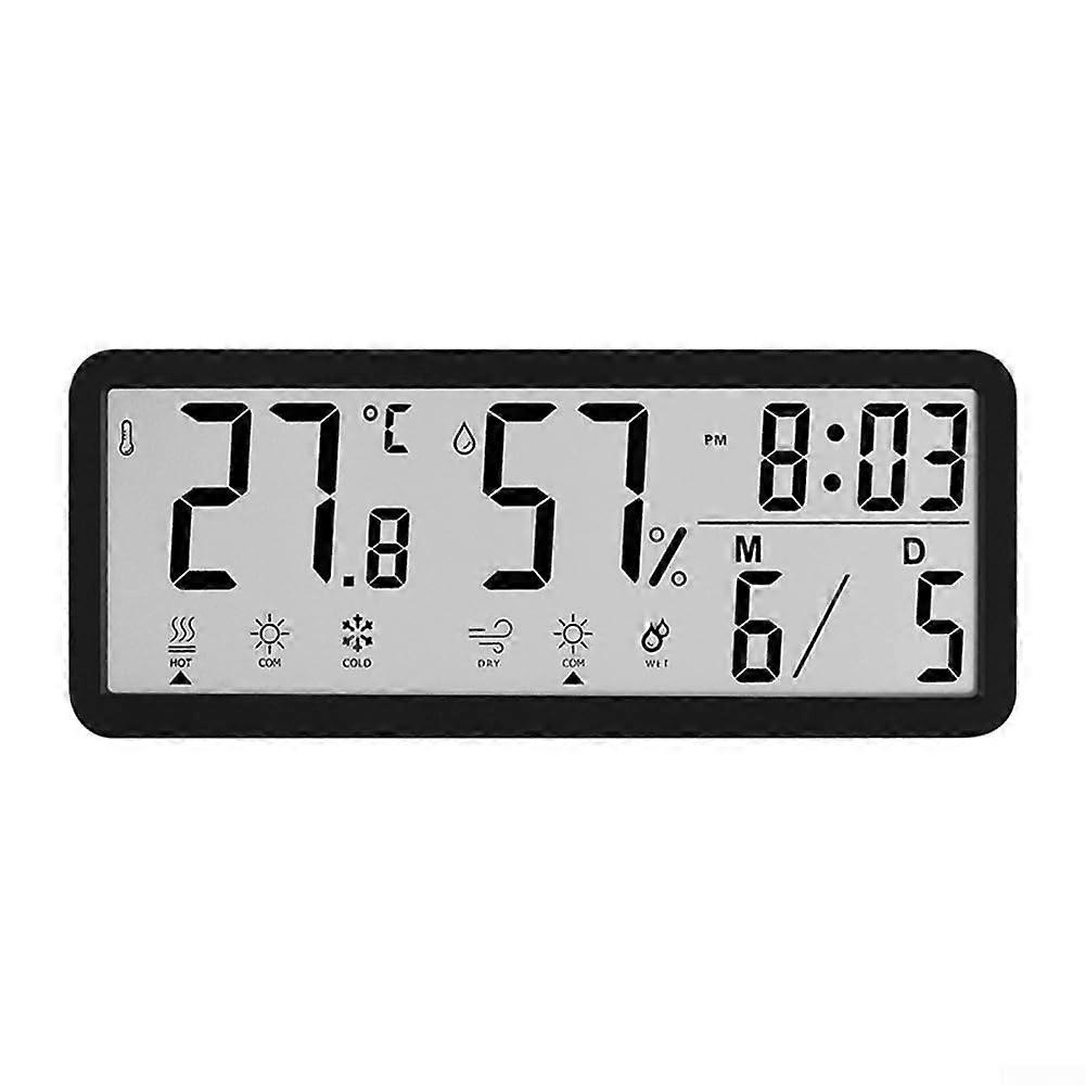 Digital Wall Clock with LED Display, Time Date Temperature, for Home and Office, Black