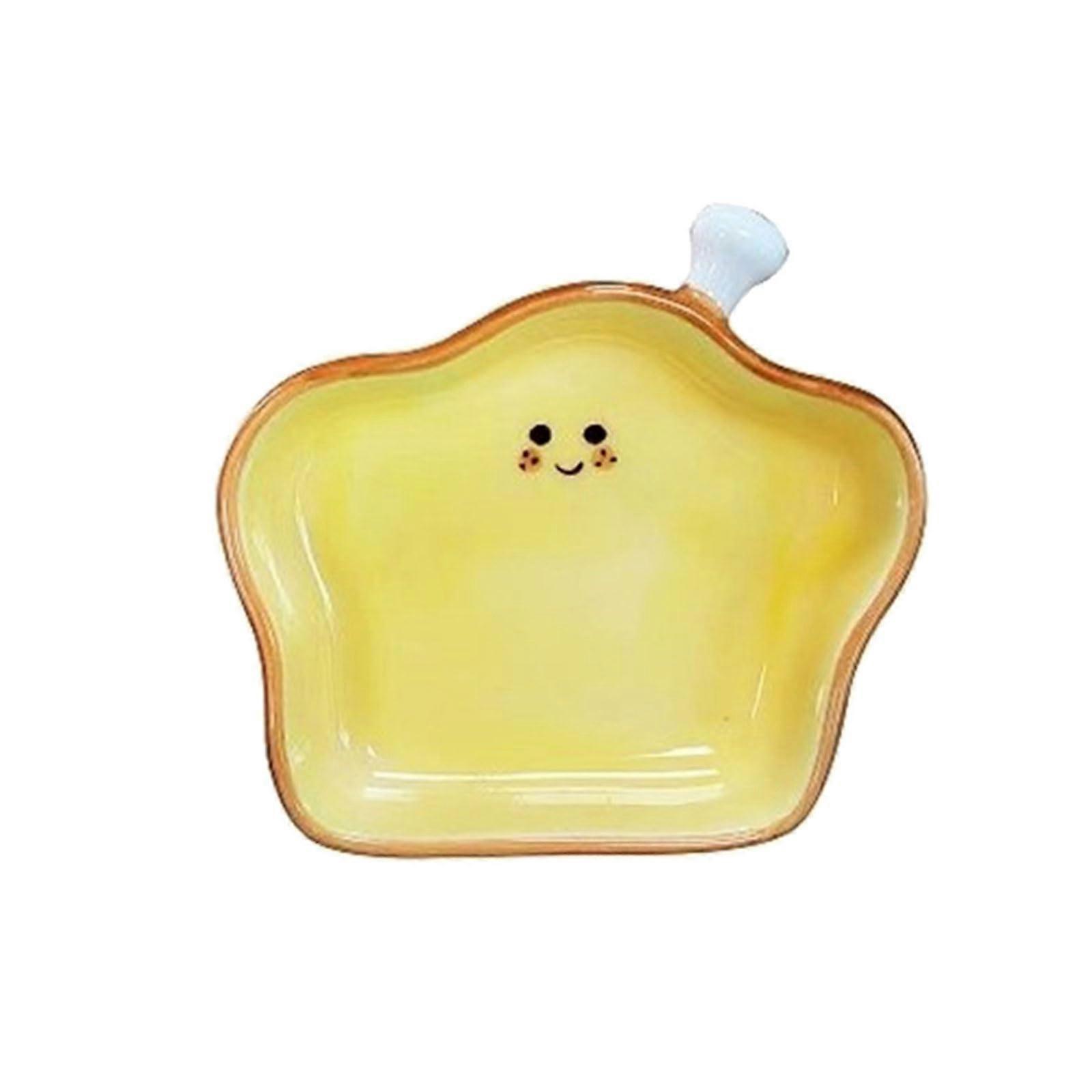 Ceramic Dipping Plate Bread Shaped Snack Dish Microwave Safe and Dishwasher Friendly