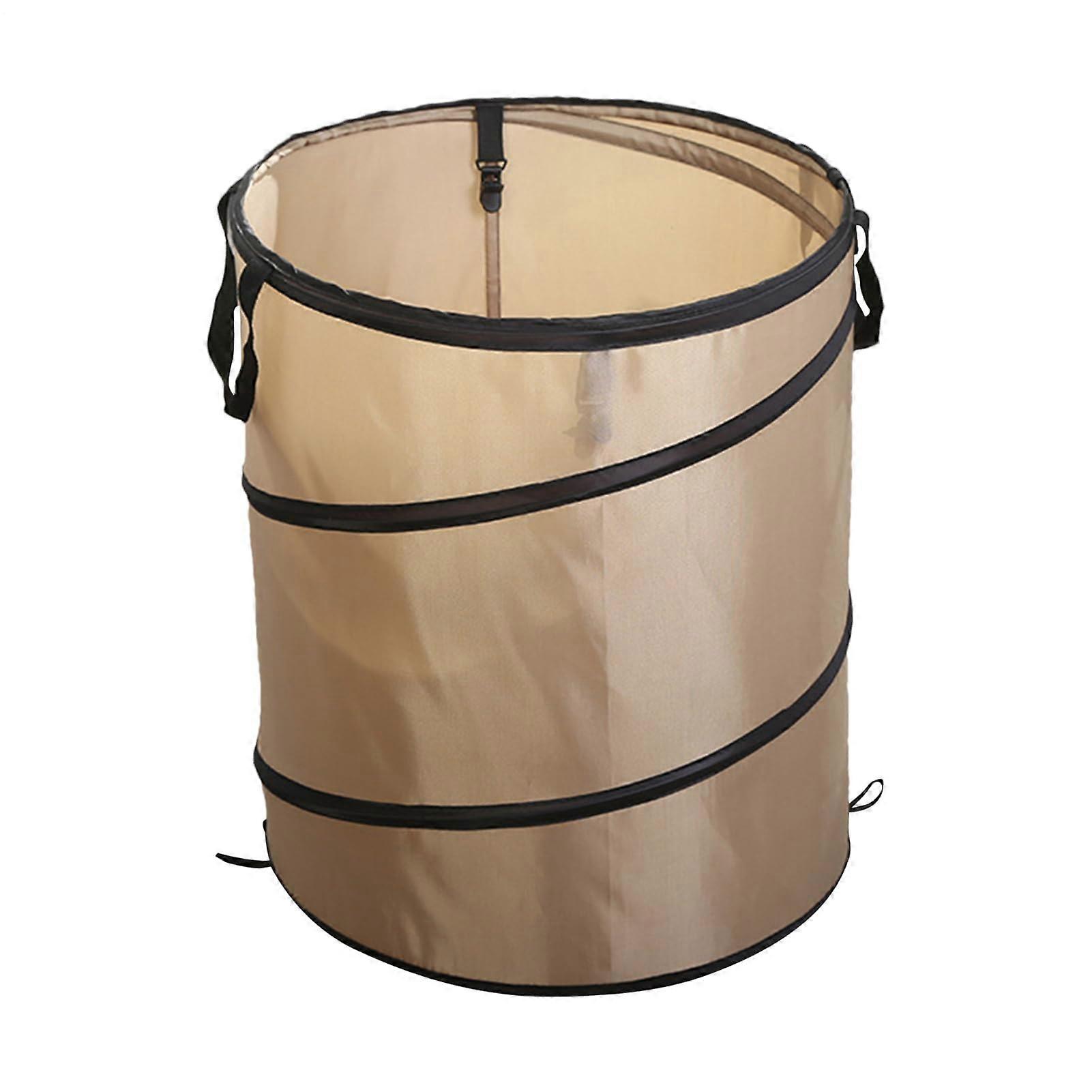 Camping Trash Can Foldable Garbage Bin Large Capacity LeakResistant for Outdoor Light Coffee