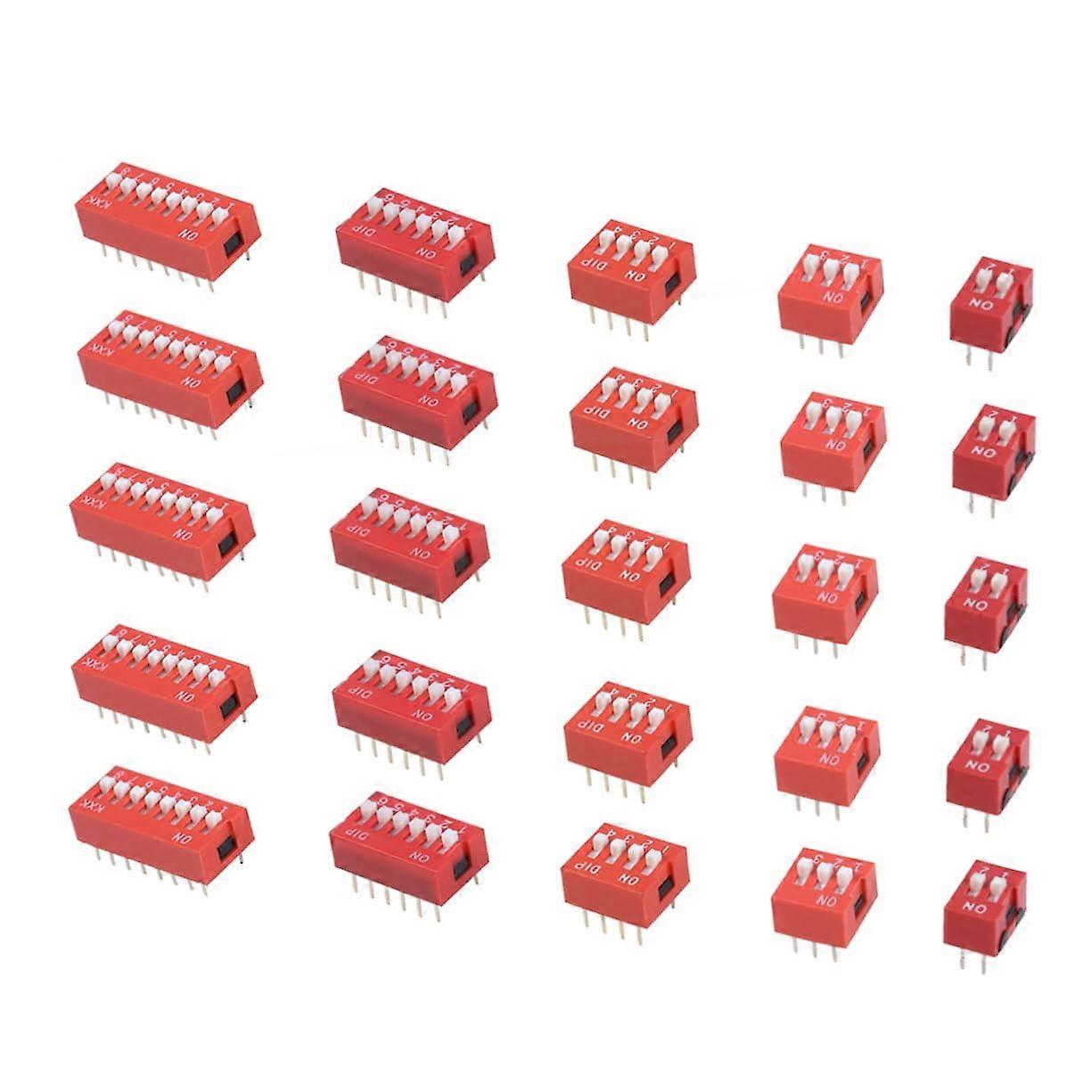2.54mm DIP Slide Switch 35pcs Red Toggle Type for Circuit Board 18 Position Easy Coding