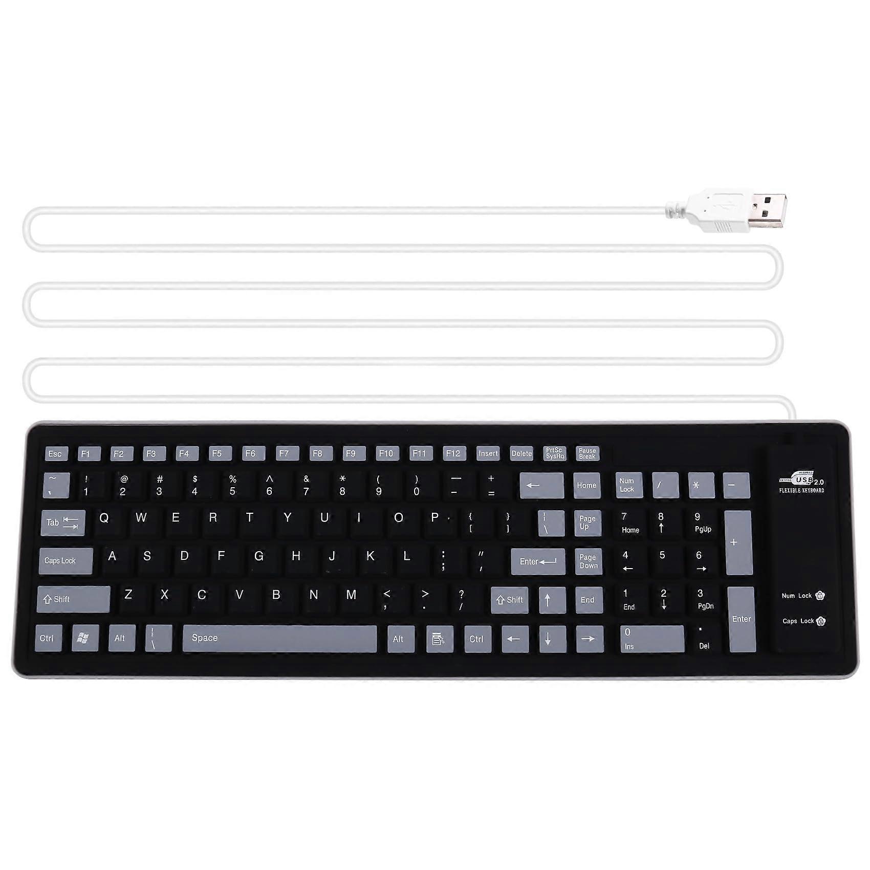 Silicone Foldable Keyboard USB Waterproof Roll Up Flexible Silent Typing for Laptop and PC