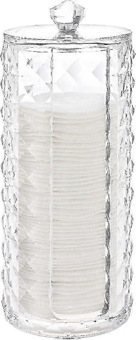 Cosmetic Cotton Round Holder, Transparent Diamond Pattern Cotton Pad Storage Box Container Display