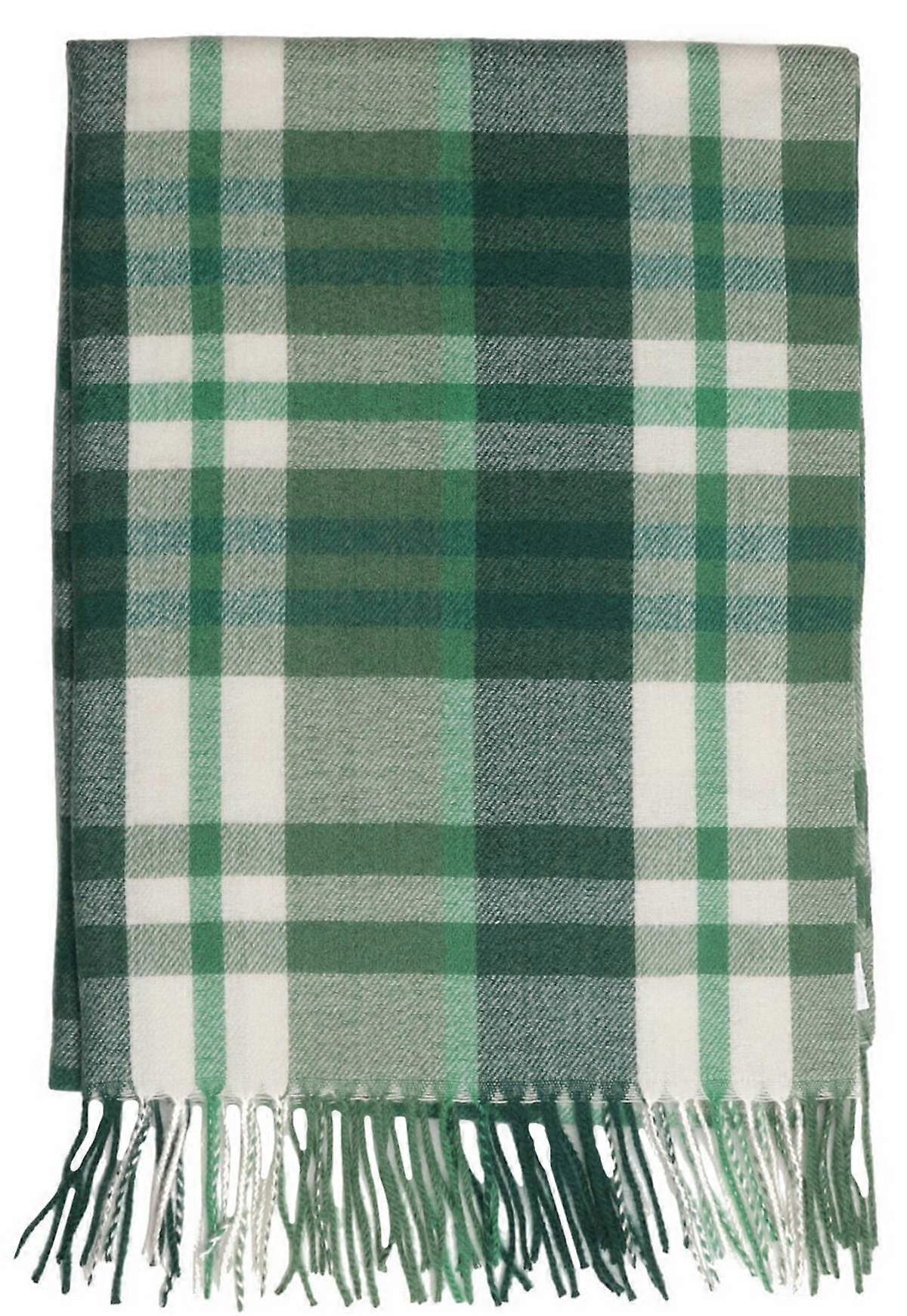 Zelly Checked Tasselled Scarf - Green