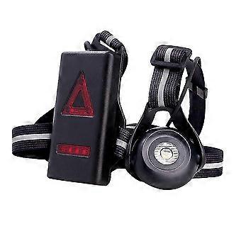 Nachtlauflicht Brustkörpertaschenlampe USB Wiederaufladbare LED-Taschenlampe mit Warnrücklicht für Nachtläufer (Schwarz)