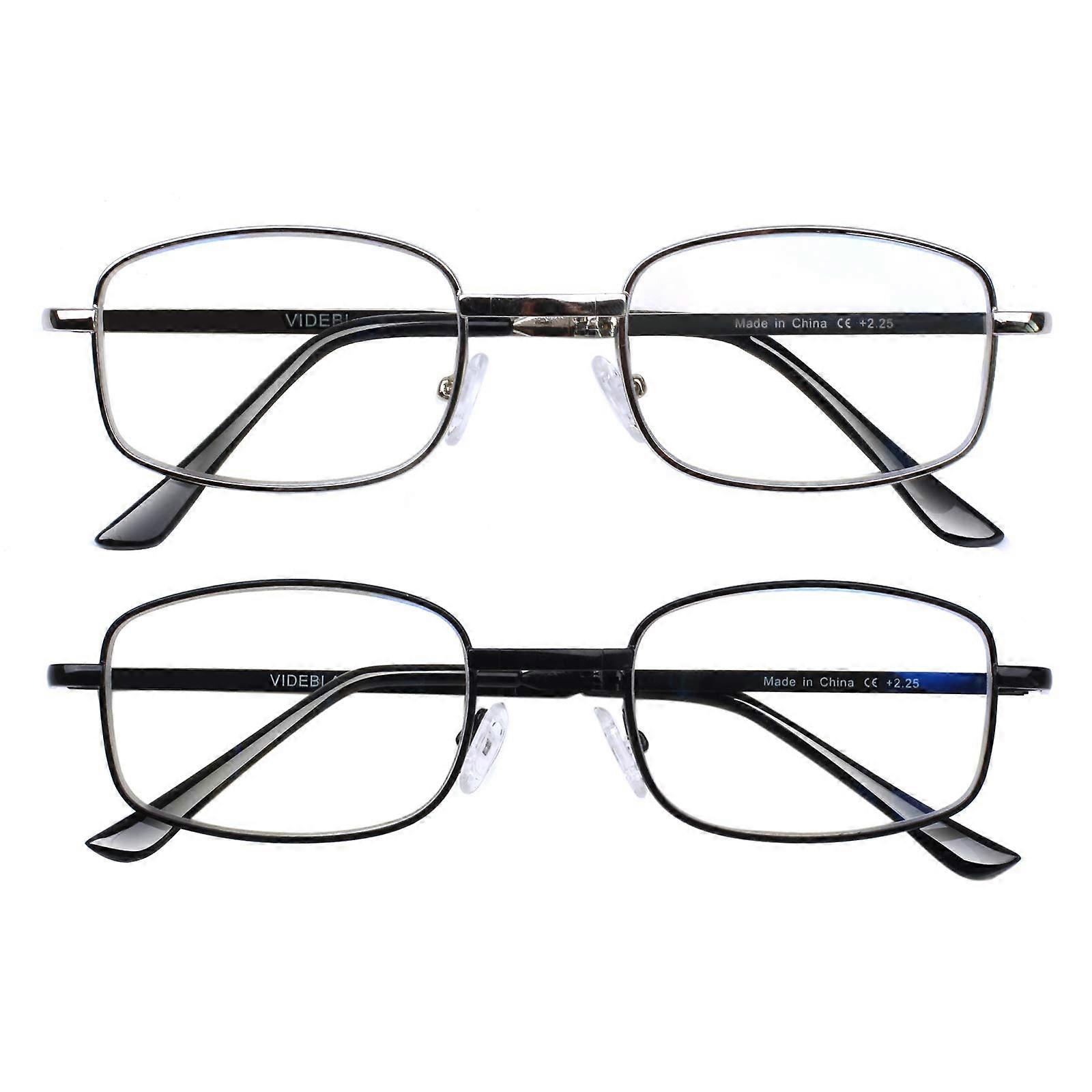 2 Pack Blue Light Blocking Computer Reading Glasses Anti Eye Strain Metal Frame Unisex