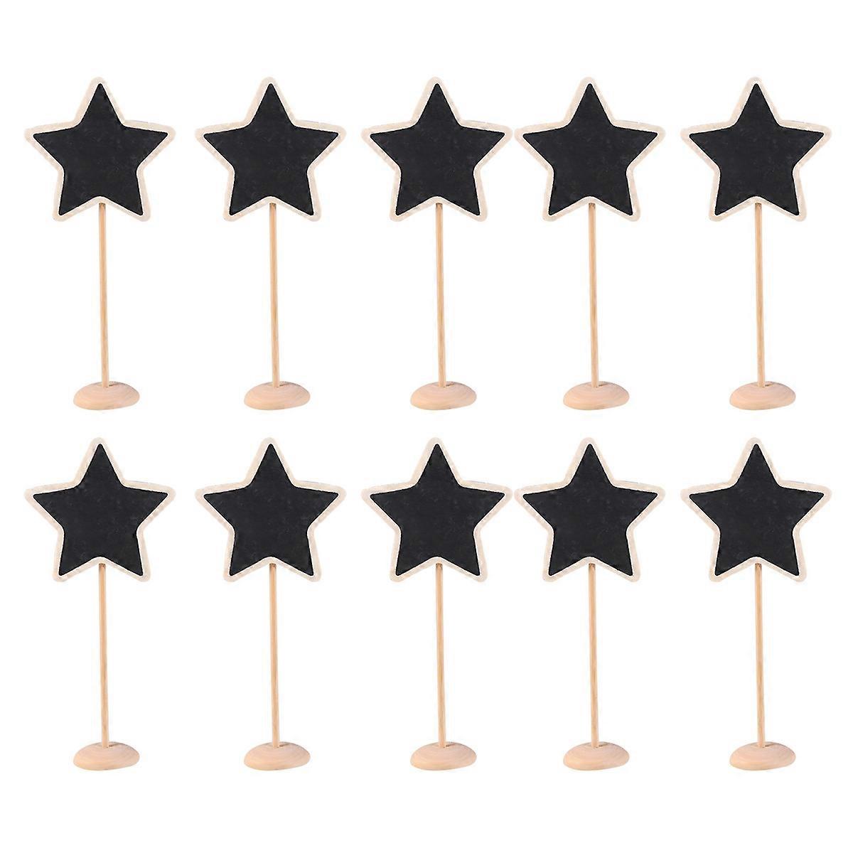 Mini Chalkboards Creative Star Shape for Leaving Message 10Pcs Black with Stand