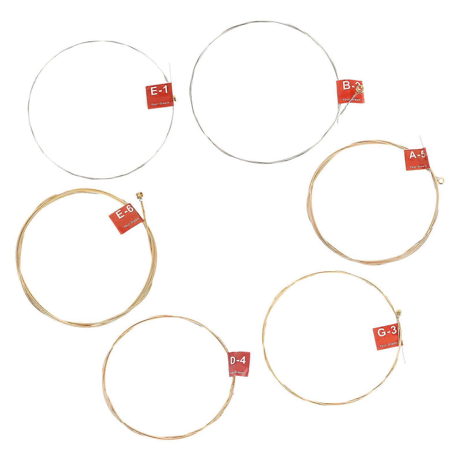 Folk Guitar Strings Copper-Plated Wire for Replacement 6Pcs Set