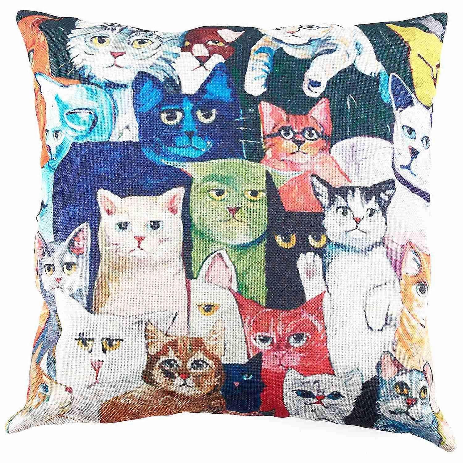 flax decorative pillow case cushions 45*45cm cat pattern