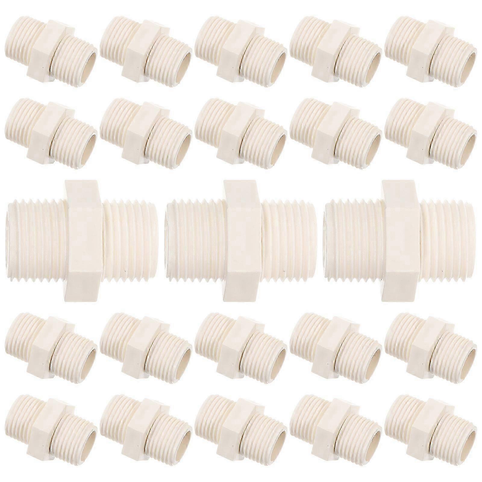 White Plastic Threaded Pipe Connectors for Water Fitting 40Pcs Bulk