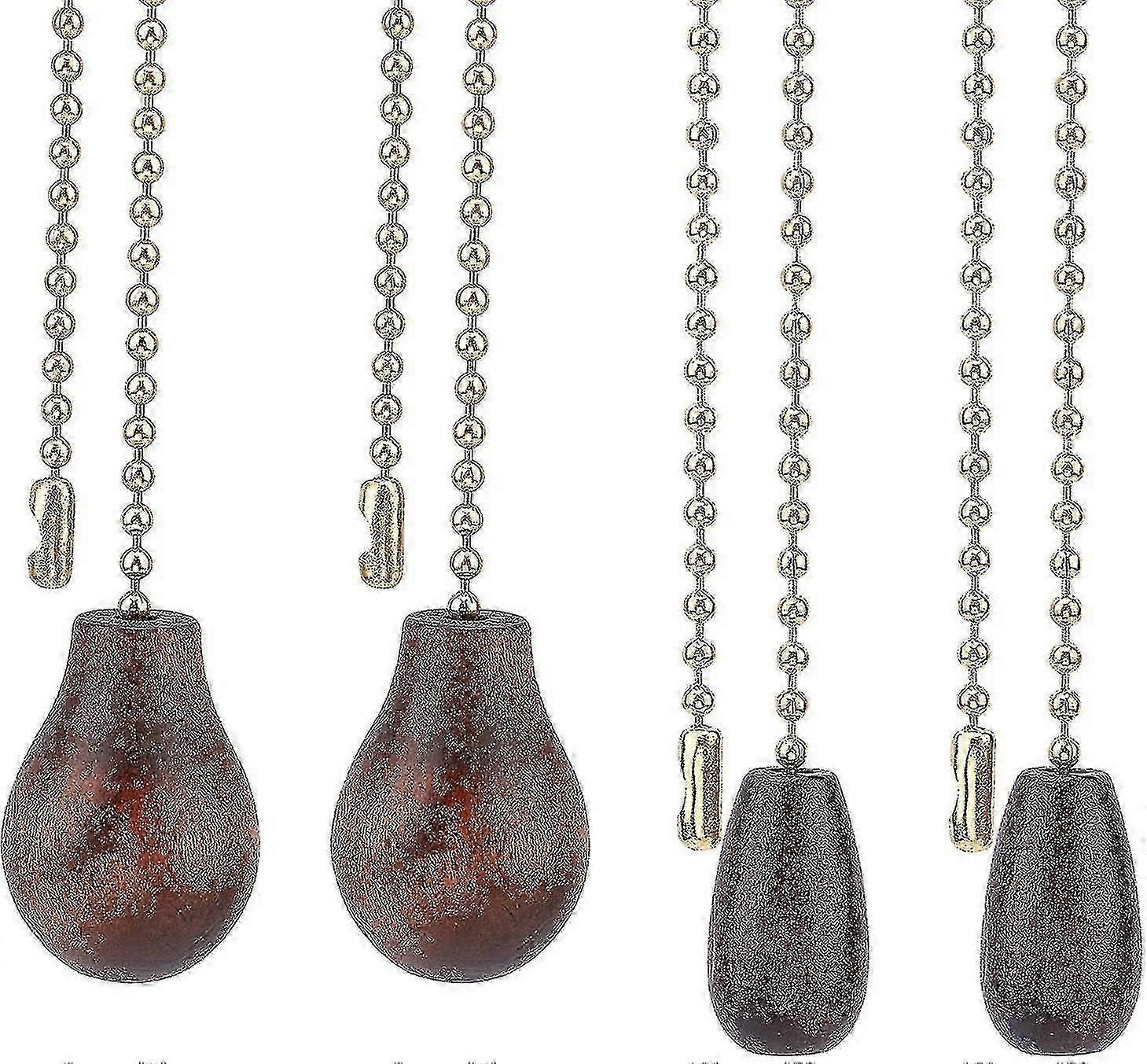 4pcs 2 Styles Ceiling Fan Chain Pulls Wooden Pull Chain Extension