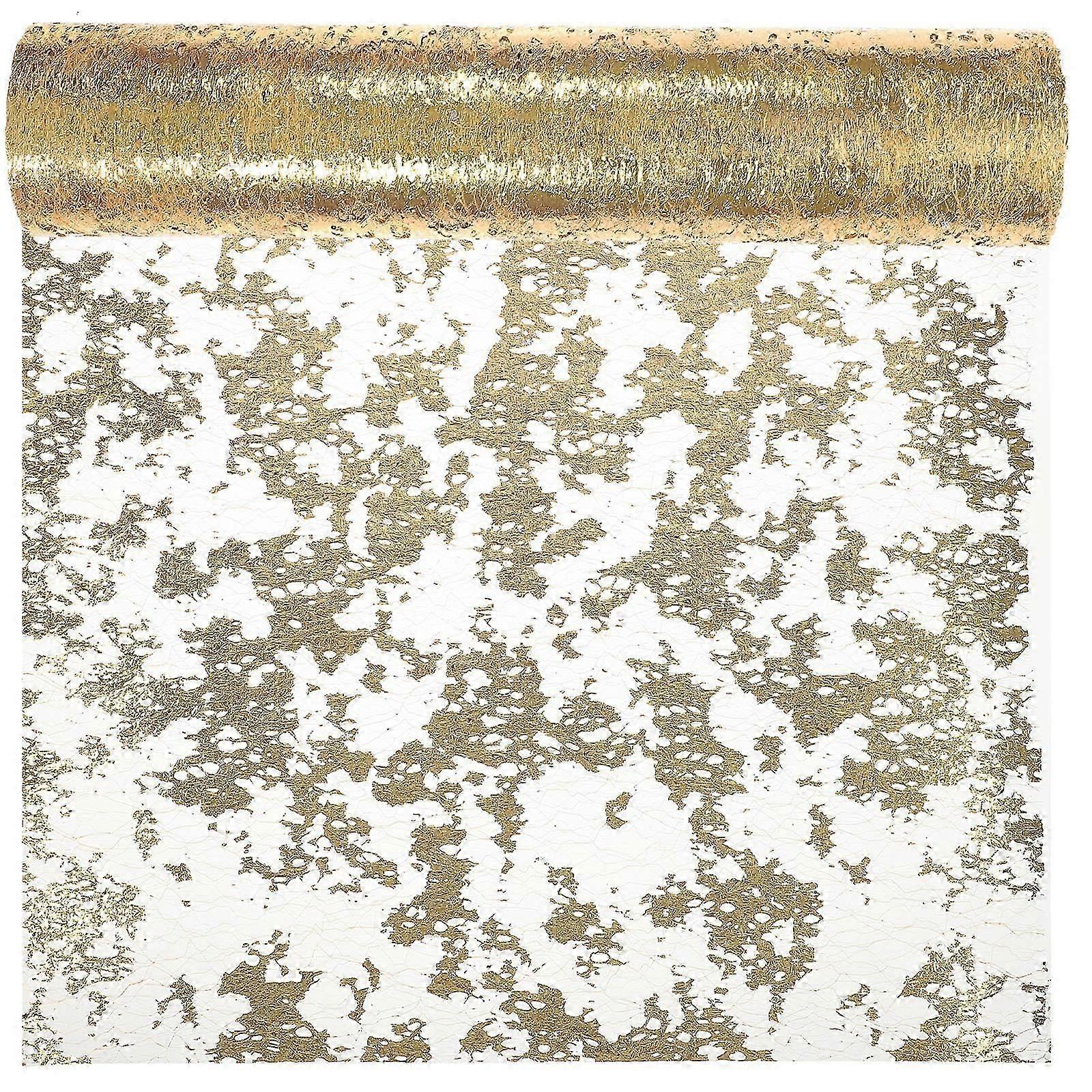 Bronzing Table Runner For Wedding Dining Table Decoration Golden Polyester 1Pack