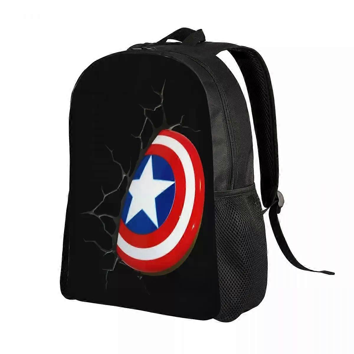 LA362 Captain America Shield Backpack for Men Women College School Students Bookbag Fits 15 Inch Laptop Superhero Bags
