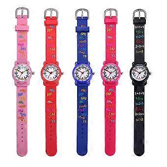 Children's Watch Cartoon Wristwatch For Girls Boys Daily Use Rosy 20.5X2.4CM Waterproof Adjustable Strap 1Set