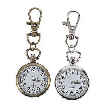 2 piezas de reloj de bolsillo de cuarzo vintage llavero reloj de enfermería reloj de estudiante colgante