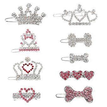 Dog Hair Clips with Rhinestone Design for Pet Hair Styling 9Pcs Pack