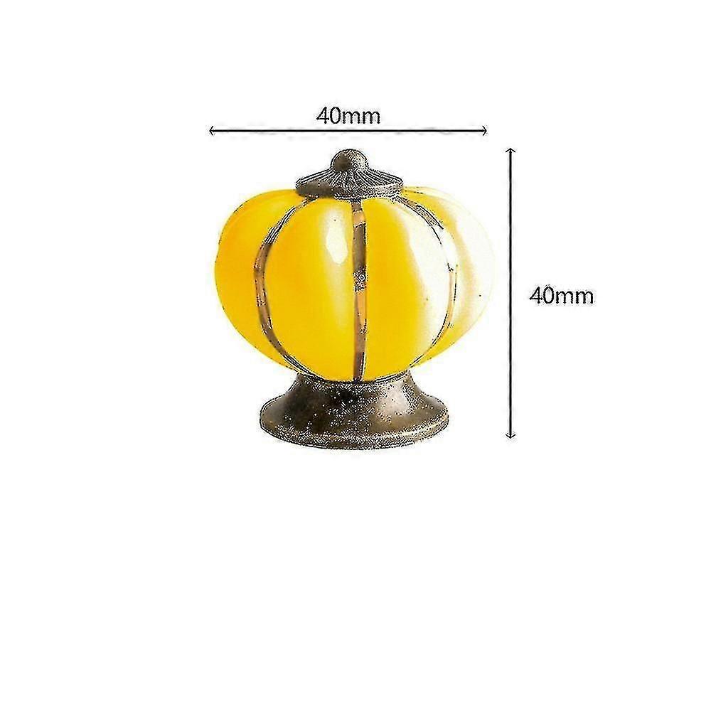 2-Pack 40mm Retro Ceramic Kitchen Cabinet Knobs, Drawer Pull Handles, White/Orange