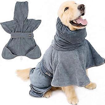 Bluza z kapturem Szlafrok dla psa z paskiem i kieszeniami kompatybilny Średnie, duże i bardzo duże psy Regulowany, super chłonny ręcznik kąpielowy frotte dla zwierząt, Gro