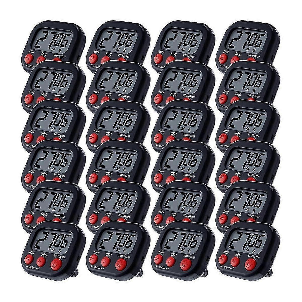 24 Pcs Digital Kitchen Timer Magnetic Back Timer Bulk Large Screen Loud on/Off Switch Minute Second