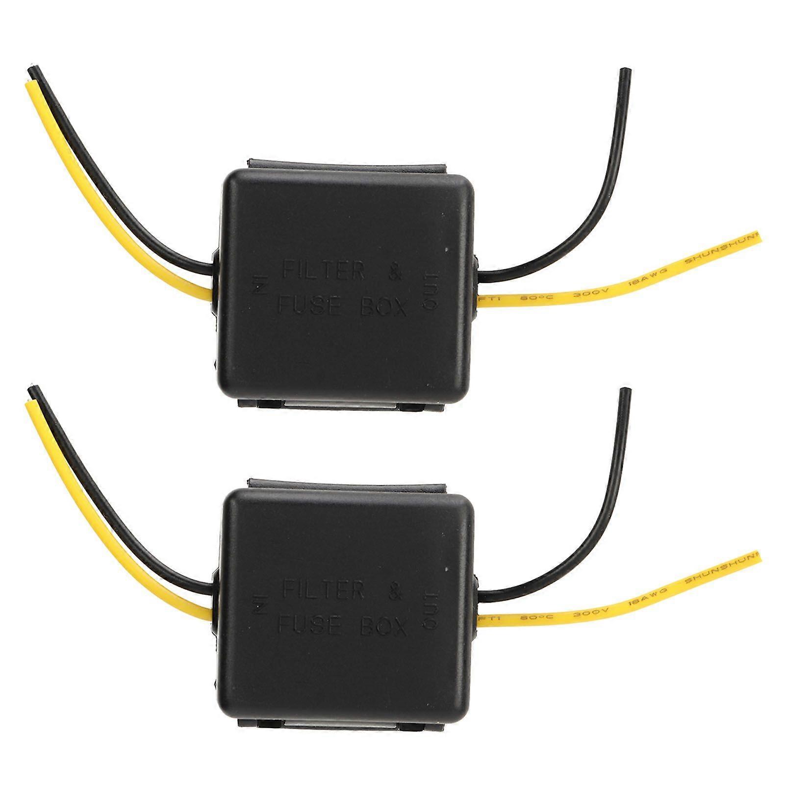 2Pcs 12V Car Power Filter, Noise Reducer for Car Stereo and Amplifier, Interference Proof
