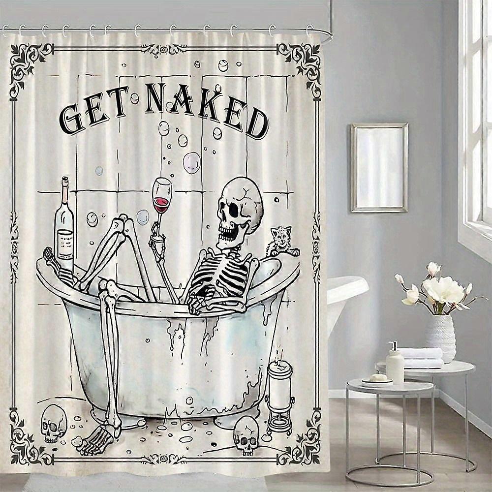 Gothic Skeleton Bathtub Waterproof Polyester Shower Curtain