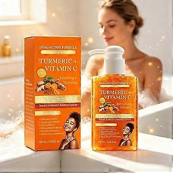 Fuktighetsgivende eksfolierende kroppsskrubbvæske, gurkemeie Vitamin C Mild rensemiddel for pleie av hud i dusjen hjemme