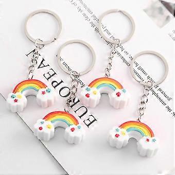 5 Pcs Key Fob Girls Keychain Rainbow Key Chain Unicorn Keyring Rainbow Bridge
