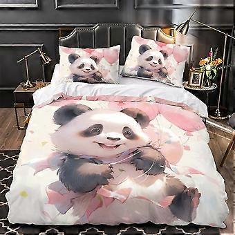 Panda D Bettbezug mit Kissenbezügen, Mikrofaser-Bettwäsche-Set, geeignet für Familien, Jugendliche und Kinder (Doppelzimmer) 135*200 CM