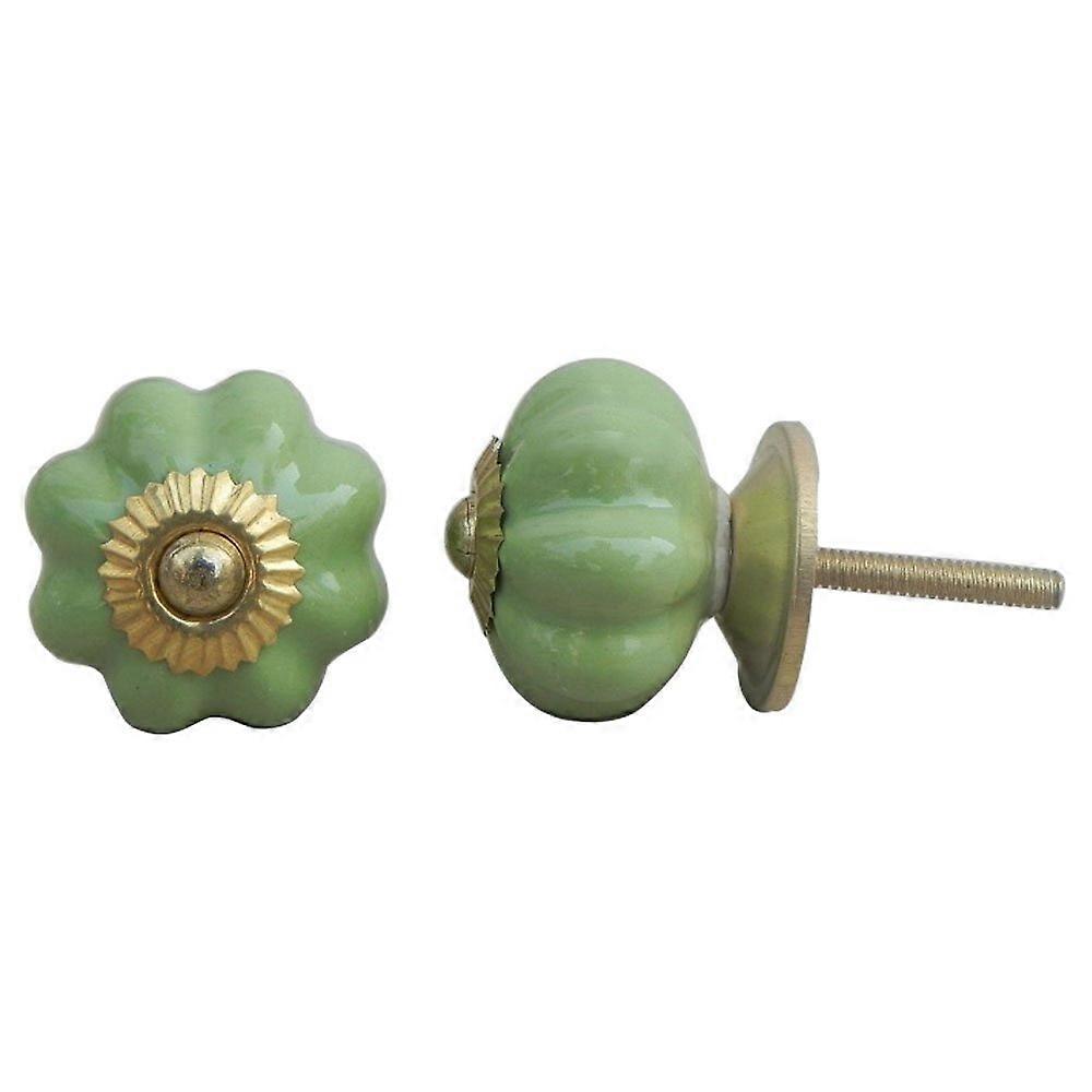Handmade Green Ceramic Cabinet Knobs with RustResistant Hardware for Dresser Drawer Pulls