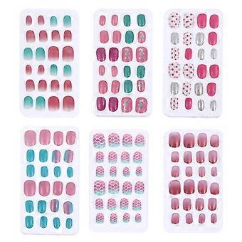 Girls Fake Nails Full Cover for Decoration Use 6 Boxes 144Pcs Colorful Nails