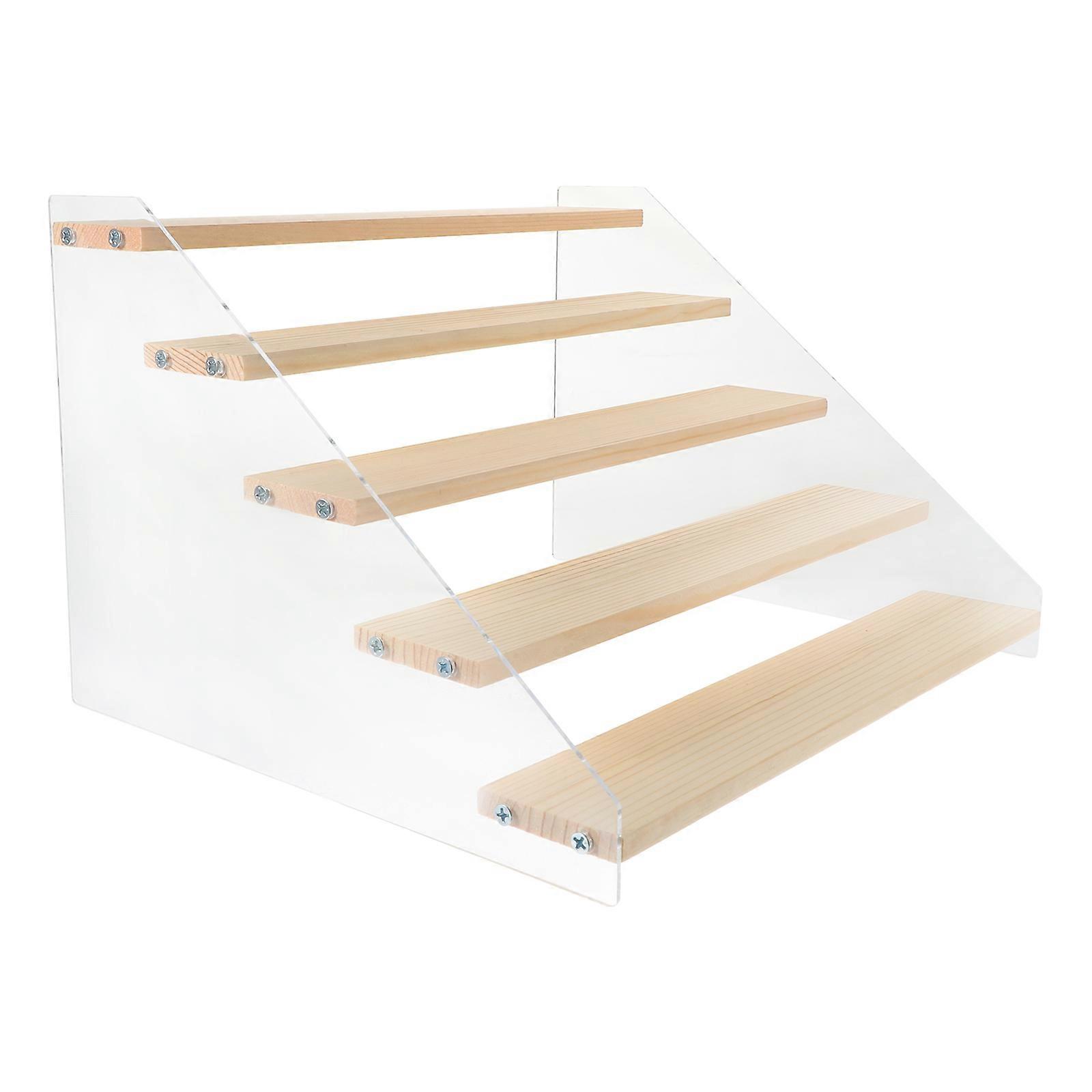 Wooden Multilayer Riser Display Stand for Storage Use on Desk