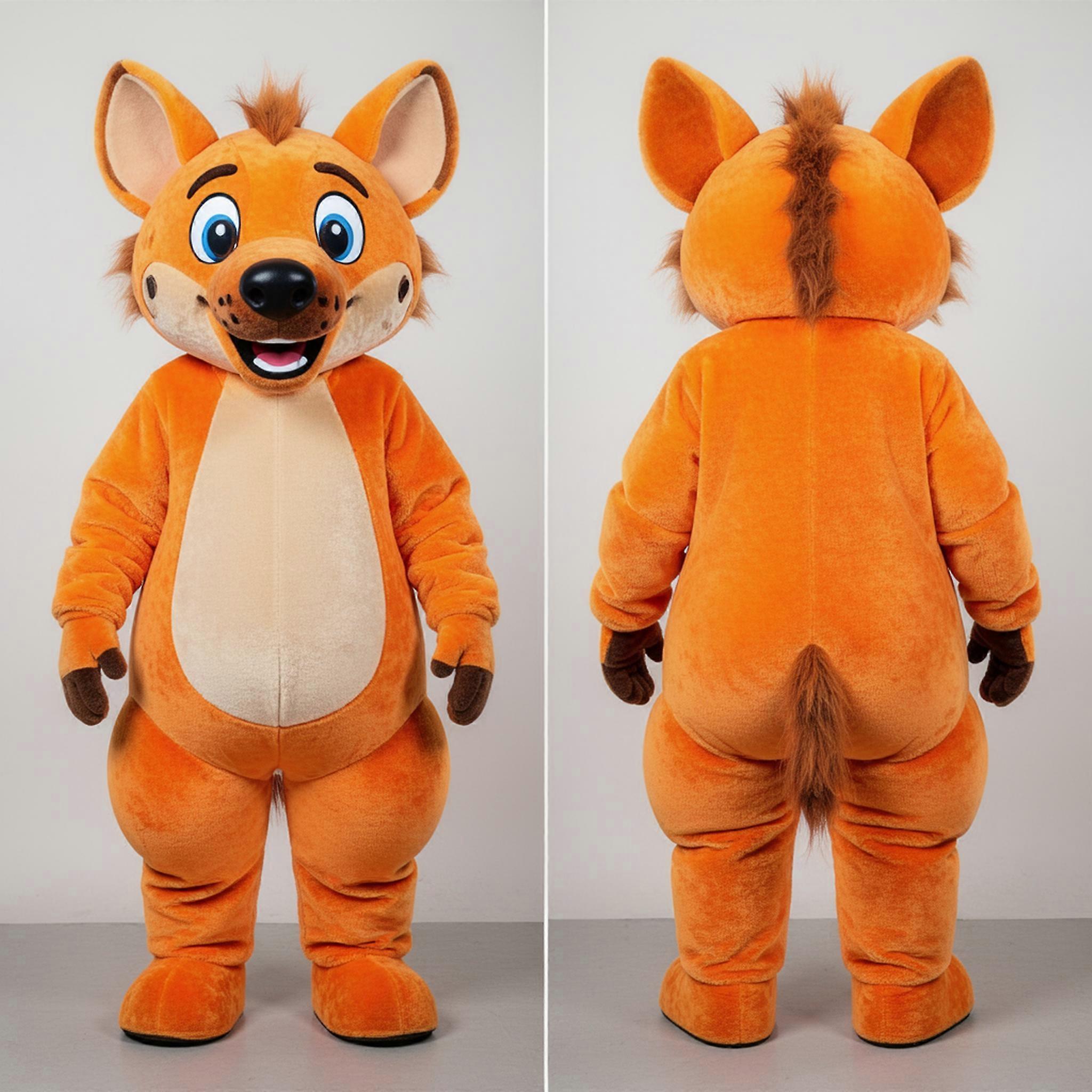 MASTICOT Rust Orange Grinning Hyena Mascot