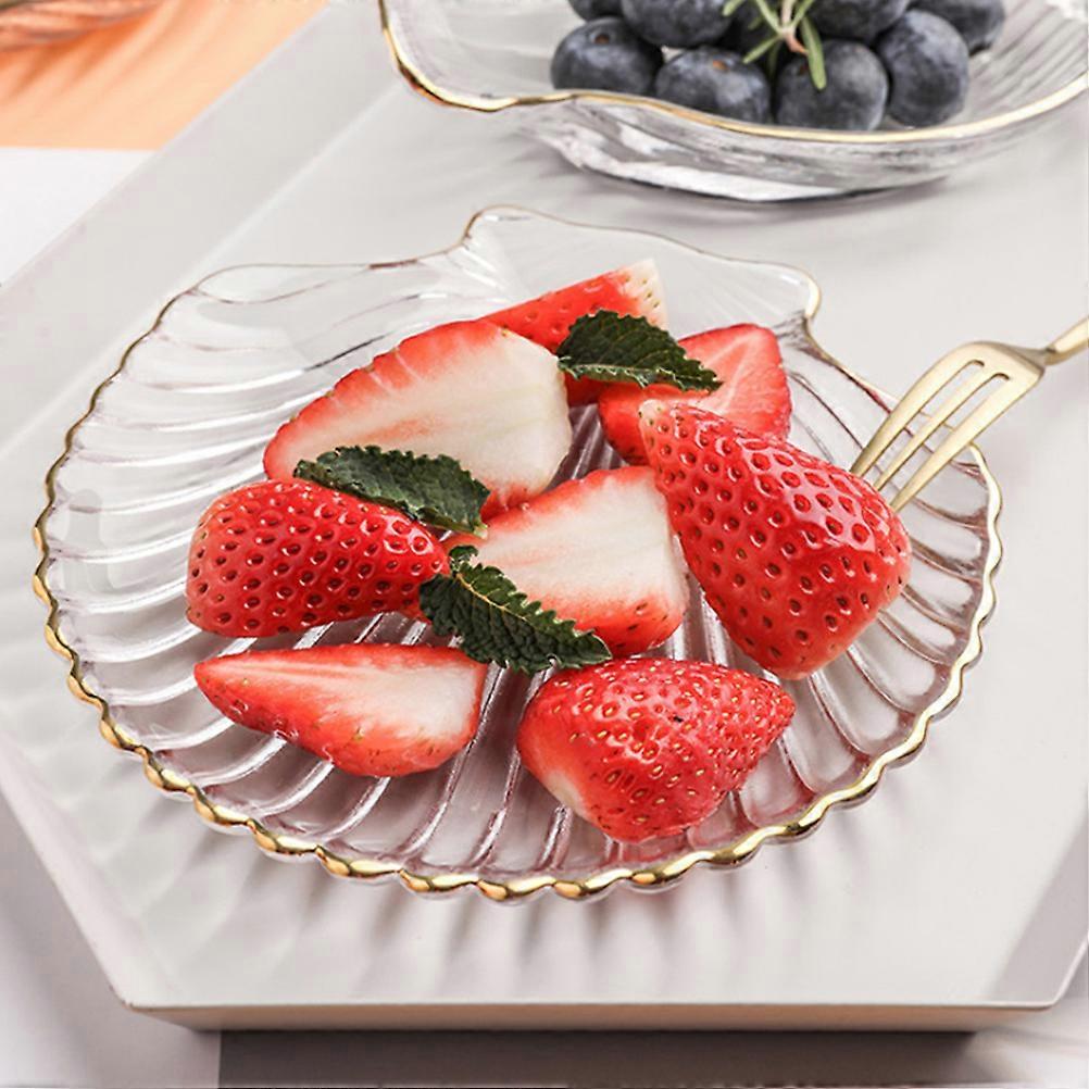 Gold Edged Transparent Fruit Serving Plates for Storage Use 4Pcs Set