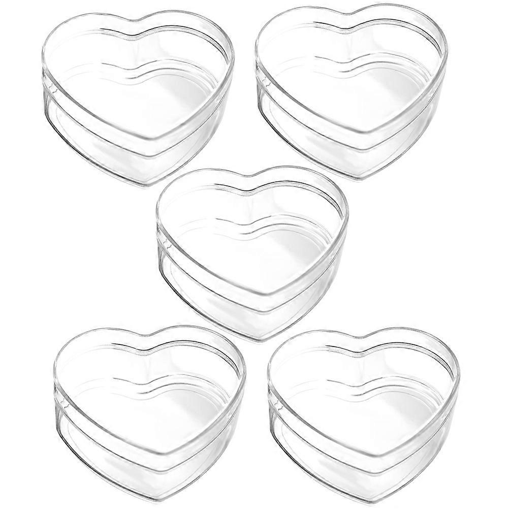 Acrylic Heart Shape Packaging Box Candy Container for Wedding Use 5Pcs