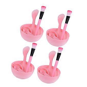 Face Mask Bowl Tools Set For Women And In Pink Color With DIY Design For Daily Use And Home Skincare 4 Sets
