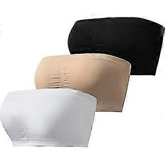 3pcs Women's Padded Bandeau Bra, Strapless Removable Pads Tube Tops Bra, Women Bandeau Bra Padded Strapless Bralette Bra